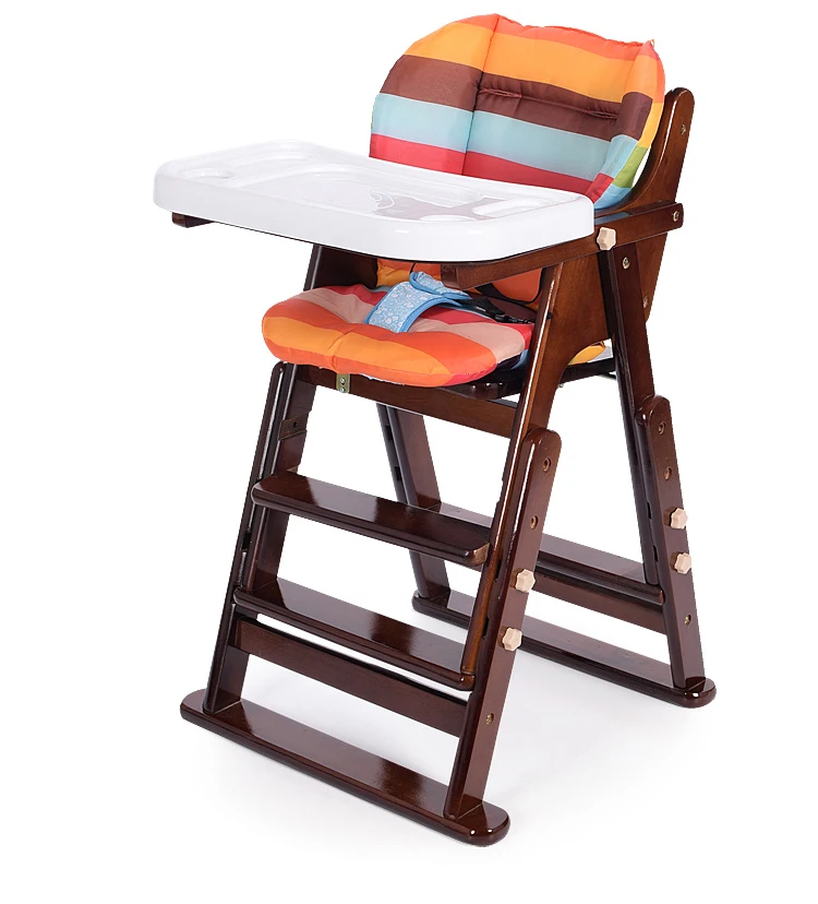 Многофункциональный регулируемый складной и портативный детский стульчик для кормления из твердой древесины для детей 1-6 лет, регулируемый по высоте детский стульчик для кормления