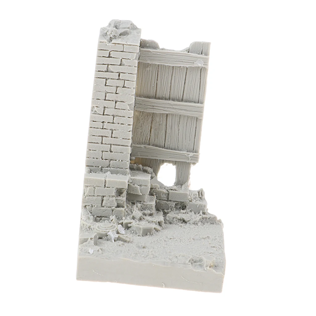 MagiDeal 1/35 Unpainted Resin Military Battlefield Ruins Wall Model for Sand Table Armor Diorama Scene Building Accessory