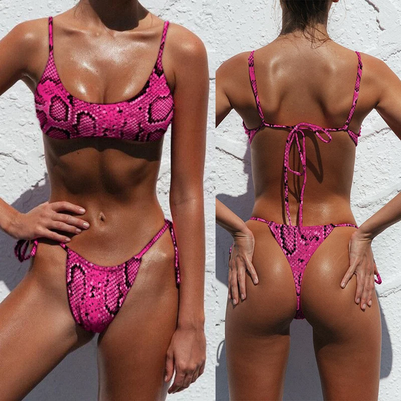 2020 Змеиный бикини mujer bathers бандо топ купальник женский сексуальный набор