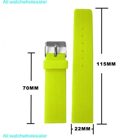 22mm Neon Yellow Color Silicone Jelly Rubber Ladies Watch Band Strap WB1071K22JB