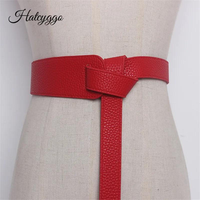 HATCYGGO Fashion Women Genuine Leather Belt Simple Long Tied Waist Belt Female Girdle Decoration Mujer Straps For Women Dress