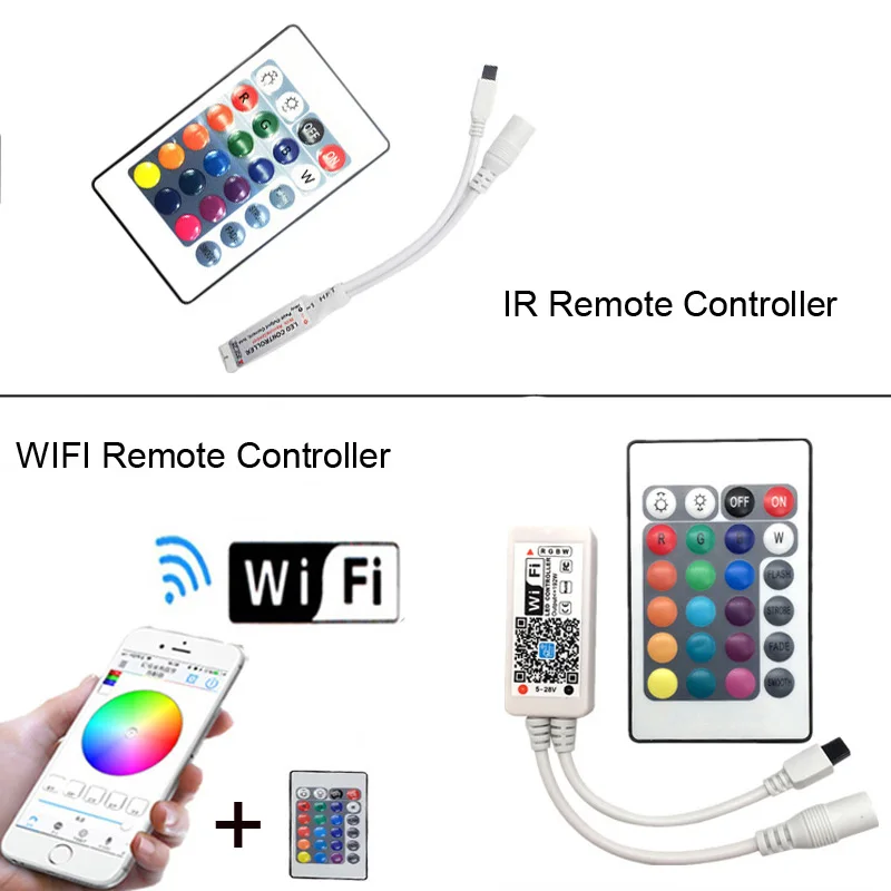 RGB Светодиодная лента светильник SMD 2835 5 м Водонепроницаемая RGB лента 12В лента Диодная Светодиодная лента s светильник Гибкая полоса лампа ИК wifi контроллер