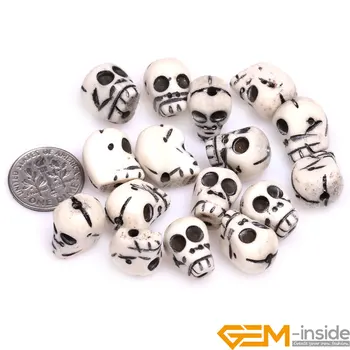

13x15mm Bulk 16 PCS Skull Shape Carved OX Bone (Hole Size 1.5mm) Beads DIY Beads For Halloween Jewelry Making Free Shipping