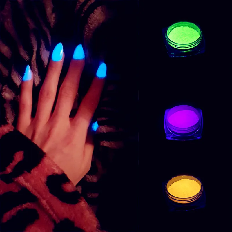 

10 Colors Ultrafine Fluorescent Nail Powder Neon Phosphor Colorful Nail Art Glitter Pigment 3D Glow Luminous Dust Decorations