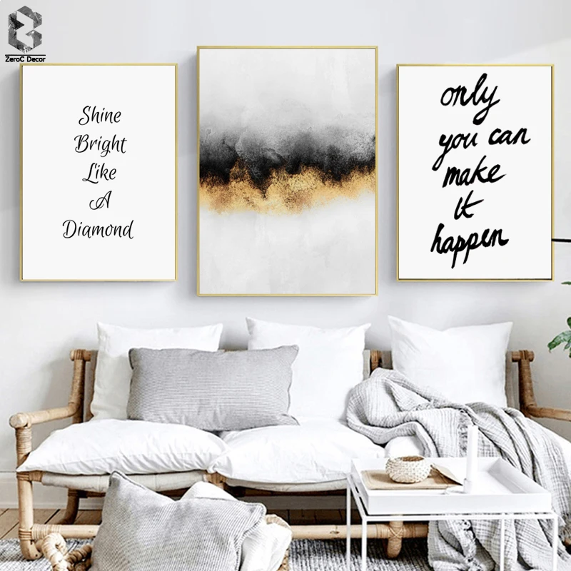 

Nordic Wall Art Posters and Prints Abstract Canvas Painting Motivation Quotes Pictures Scandinavian Living Room Decoration