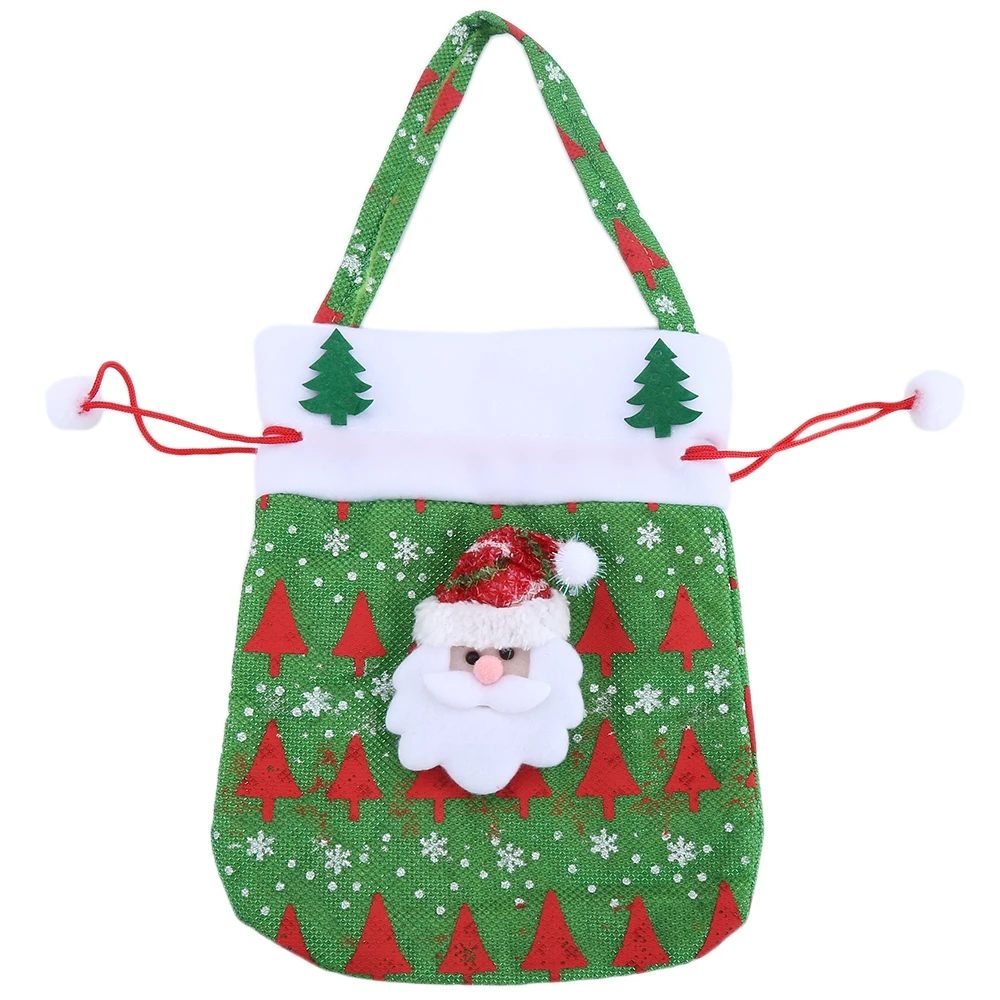 

Christmas Santa Claus Snowman Snowflake Gift Holder Bag With Drawstring, Christmas Tree Decoration Ornament Accessories.
