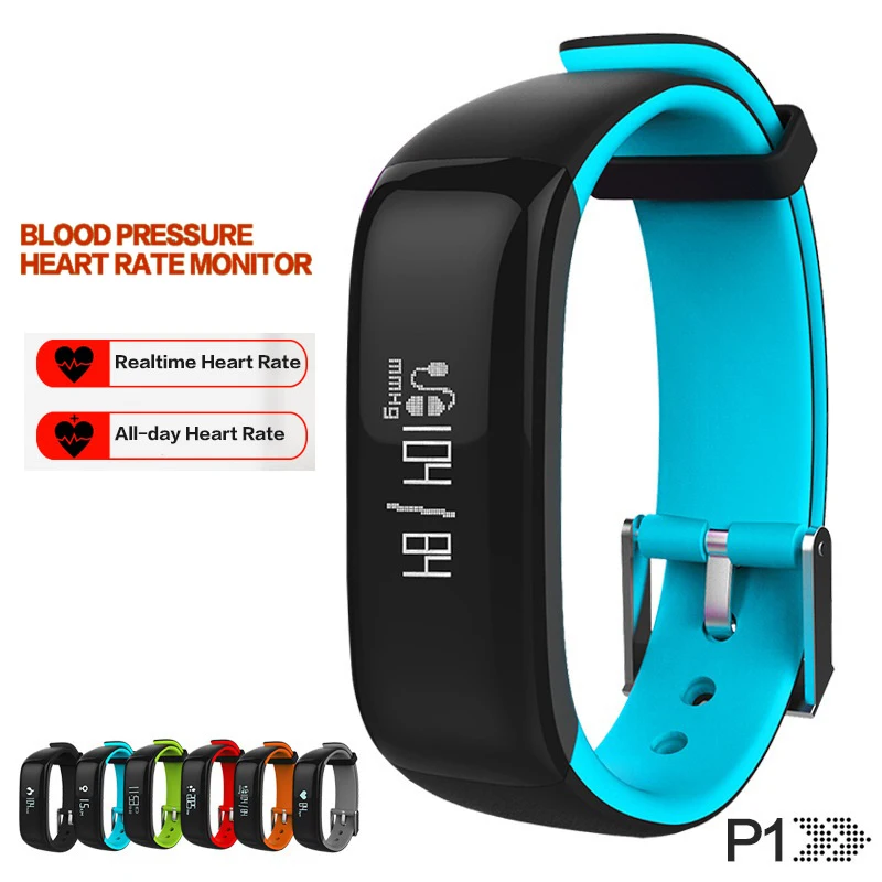New P1 Bluetooth Smartband Blood Pressure Monitor Heart Rate Monitor Wristband Waterproof IP67 Smart Bracelet Wearable