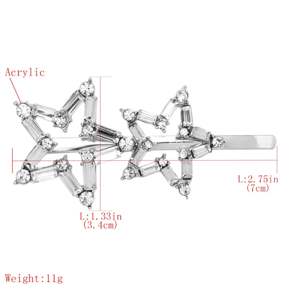 Высококачественные блестящие стразы в виде звезд, очаровательные заколки для волос для женщин, модные ювелирные изделия, новые прямые заколки для волос, заколка, аксессуары
