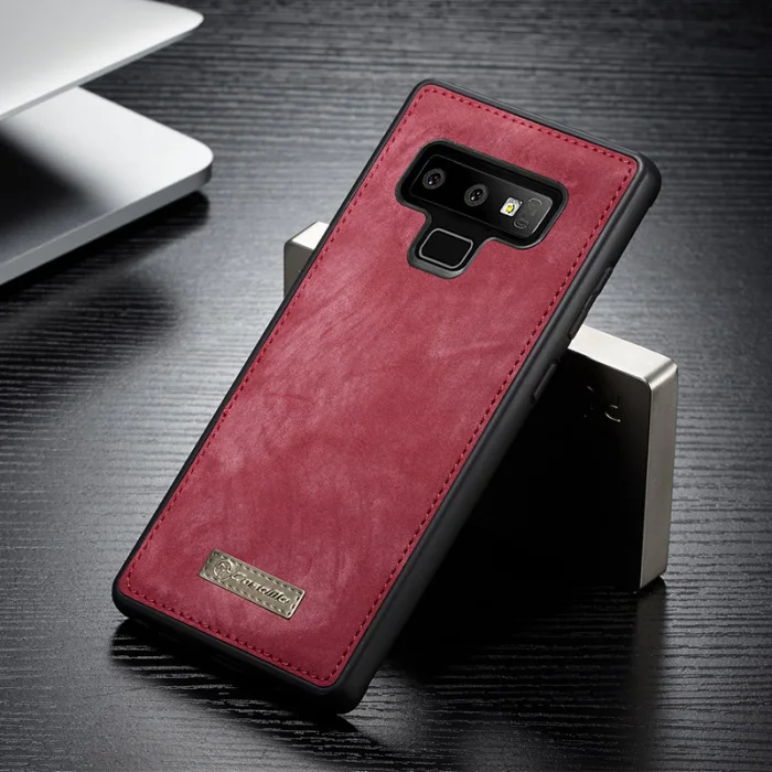 Винтажный кожаный чехол на магните+ Мягкий силиконовый чехол из ТПУ для samsung Galaxy Note 9, чехол для телефона s Coque Note9 - Цвет: Vintage red
