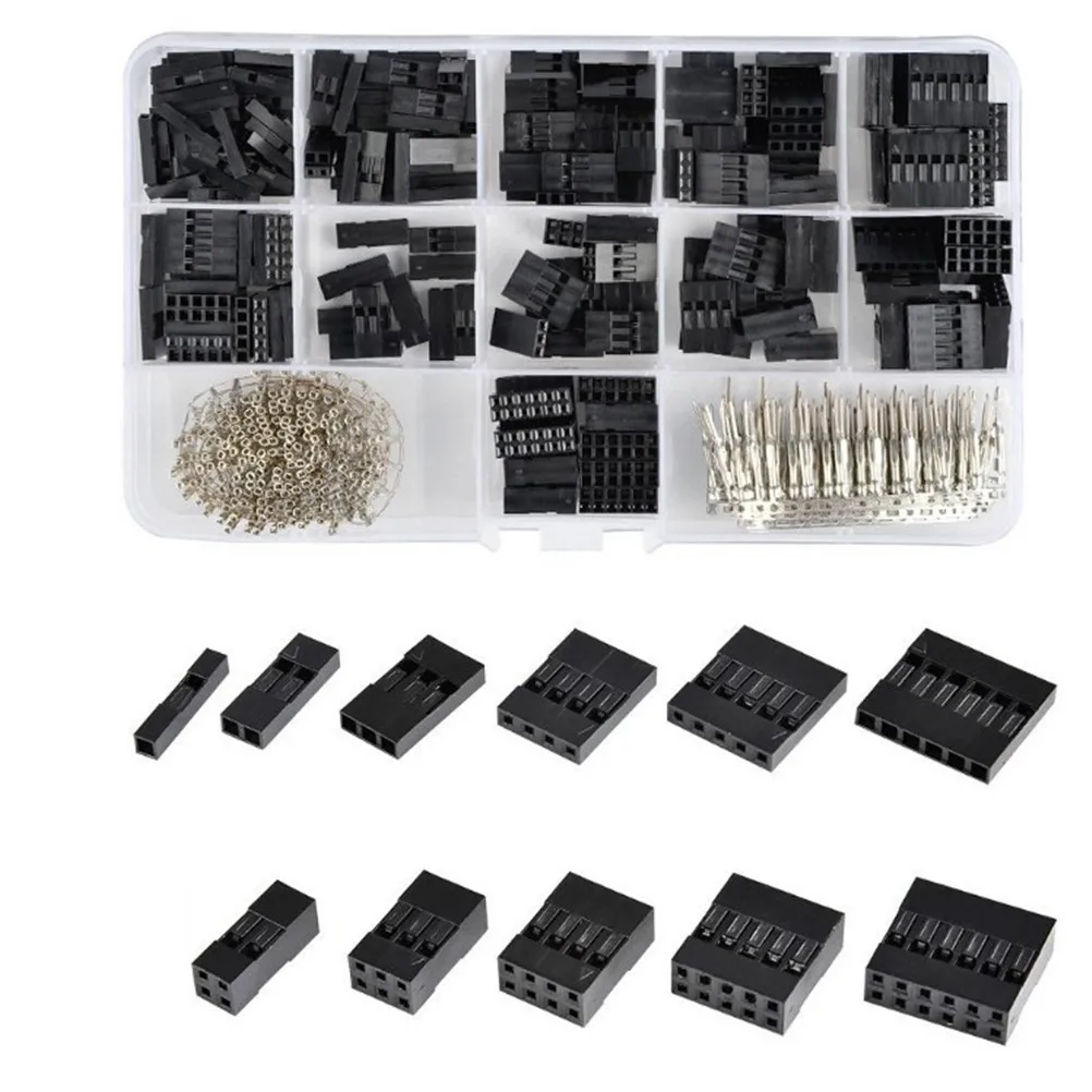 620pcs/set Connector 2.54mm, Male Crimp Pins+Female Pin Terminal Connector, Cable Jumper Wire Pin Header Housing Kit