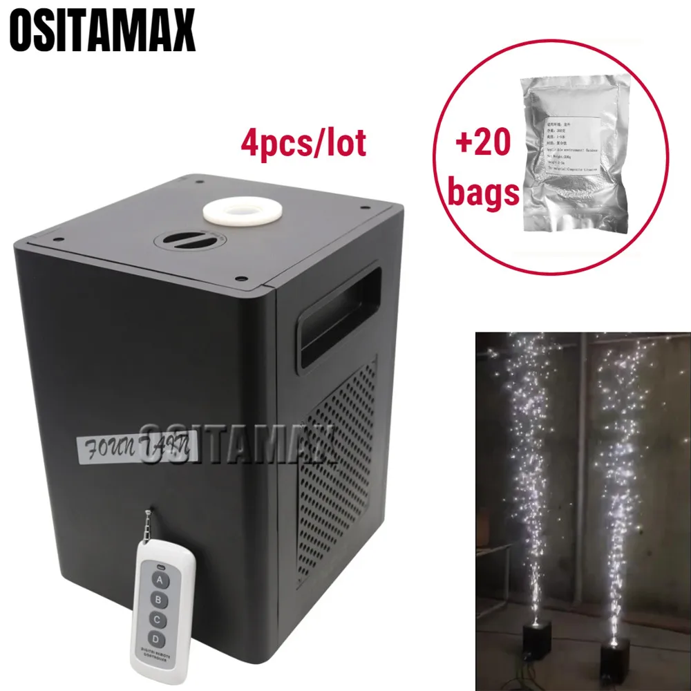 

OSITAMAX-A 20 Powders+ 4pcs 400w disco cold spark equipment sparklar fireworks machine safe touch by hand with remote control