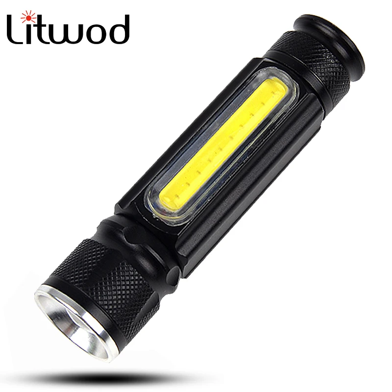 Litwod Z20516 светодиодный фонарик 4000лм XM-L T6/COB Zoomable 3 режима алюминиевый фонарь для кемпинга встроенный аккумулятор USB зарядка