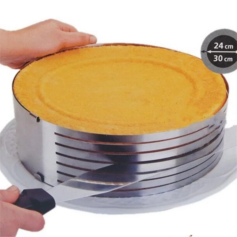 DIY Adjustable Retractable Circular Ring 24 30cm Stainless Steel Cake Layered Slicer Baking Tool Kit Set
