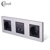 COSWALL-Panel de acero inoxidable de doble pared con enchufe, enchufe europeo de 16A, puerto de carga inteligente USB Dual, salida de 5V 2A, Color negro ► Foto 2/3