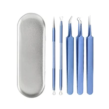5 шт. из нержавеющей стали, инструмент для удаления черных точек, прыщей, комедона, прыщей, пятен, инструмент для удаления черных точек, прыщей, иглы, набор инструментов для ухода за кожей