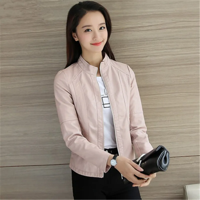 

Tcyeek PU Leather Jacket Women 2019 Fashion Autumn Black Pink Coat Biker Jackets Spring Ladies Top Clothes Chaqueta Mujer LWL851