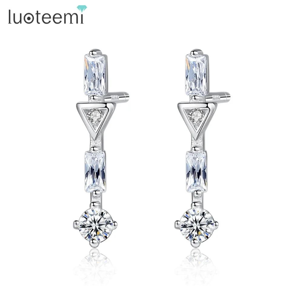 LUOTEEMI, фирменный дизайн, трендовые, 925 пробы, серебряные серьги-гвоздики для женщин, вечерние, для свиданий, Роскошные, CZ, для женщин, хорошее ювелирное изделие, Brincos, подарок