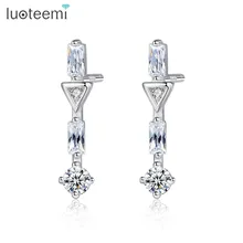 LUOTEEMI, фирменный дизайн, трендовые, 925 пробы, серебряные серьги-гвоздики для женщин, вечерние, для свиданий, Роскошные, CZ, для женщин, хорошее ювелирное изделие, Brincos, подарок
