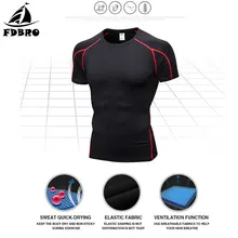 FDBRO Мужская спортивная рубашка Спортивная быстросохнущая компрессионная футболка с коротким рукавом Футболка для бега фитнес облегающая футболка для тенниса и футбола