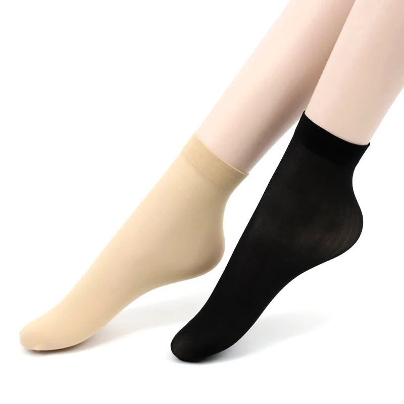 

10 Pieces 5 pairs Summer bamboo female Short Socks Flesh Ultra-thin Crystal Transparent Silk Socks Breathable black Female Short