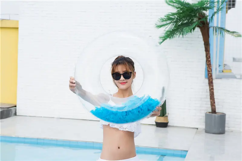 Inflatable Shiny Pool Float Heart Swimming Ring Shining Love Circle Pool Ring Swimming Float Heart Tube Swim Ring Pool Toy