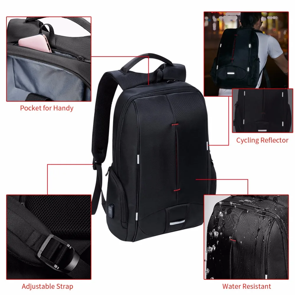 Kalidi 15 дюймов Водонепроницаемый ноутбук рюкзак Для мужчин для MacBook компьютера рюкзак для путешествий школьная сумка 15.6 дюймов Сумка для ноутбука зарядка через USB рюкзак мужской рюкзак