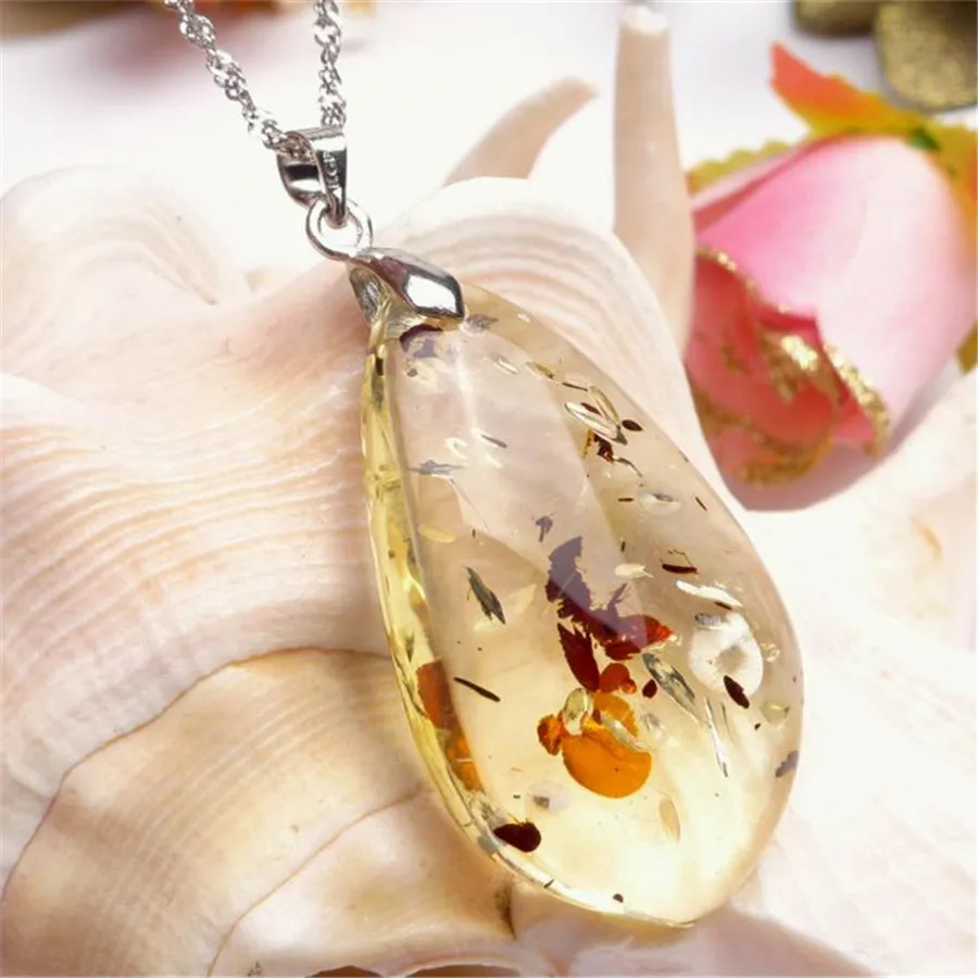 

100% Genuine Natural Pendant Bead For Women Necklace Jewelry Charm Waterdrop Crystal Quartz Pendant 37x23x8mm Drop Shipping