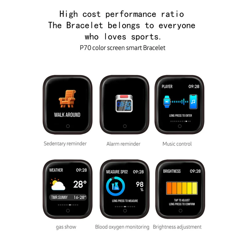 P70 смарт-браслет+ стальной ремень+ наушники/набор смарт-часы для женщин Спорт smartband с сердечным ритмом кровяное давление кислород для iphone