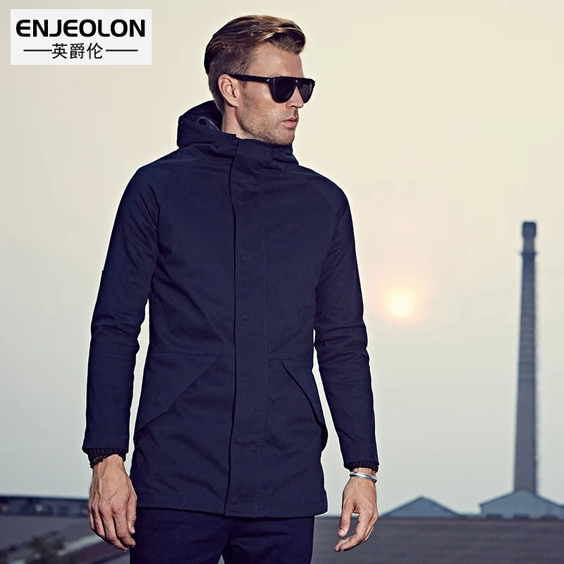 Enjeolon brand 2017 top hoodies Bomber jackets men, fashion black solid Mens coats clothing,hooded Jacket Men clothes WT0513