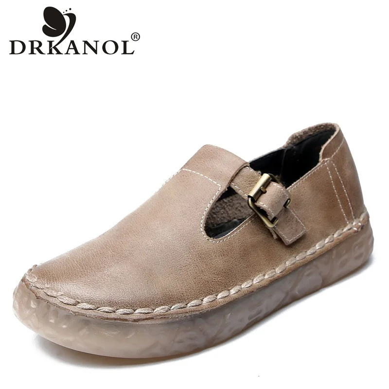 US $29.64 Drkanol 2020 New Genuine Leather Oxford Shoes For Women Flat Shoes Chaussures Femme Retro Handmade Slip On Casual Shoes Women