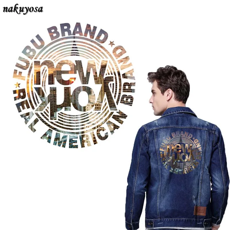 Горячая Распродажа модная футболка с надписью New york iron on patch свитер
