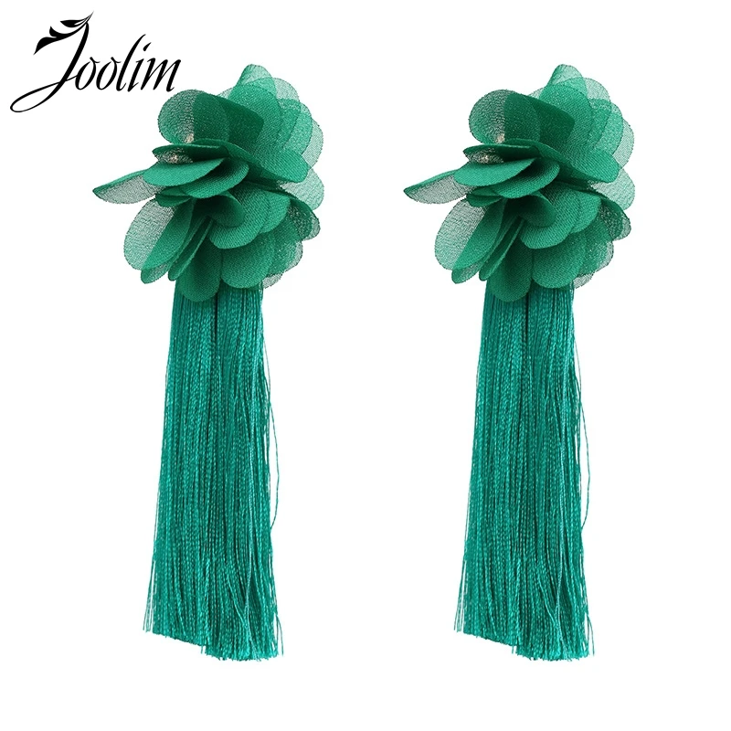 

Joolim 6 Colors Fabric Flower Tassel Earring Boho Earring