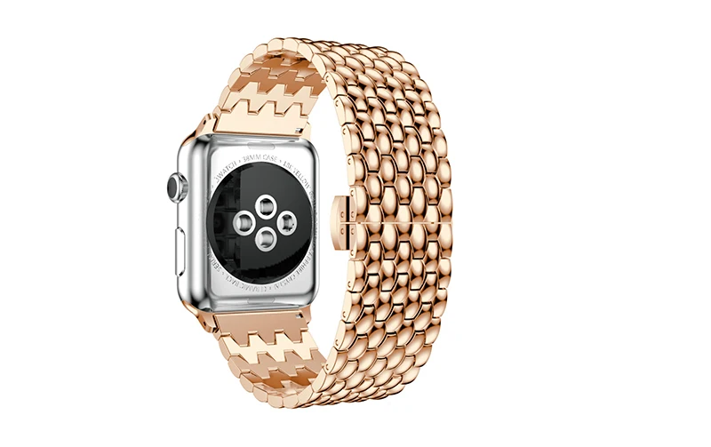 Luxuty Metal Watch band for apple smart watch strap Stainless Steel design Men's watch strap bracelet (1)
