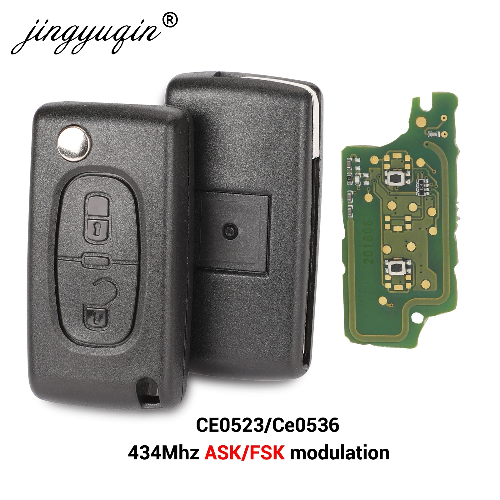 

jingyuqin 434Mhz ASK FSK 2 Button Remote Flip Key Fob For Citroen C2 C3 C4 C5 C6 C8 Xsara Picasso CE0523 Ce0536 VA2/HCA Blade