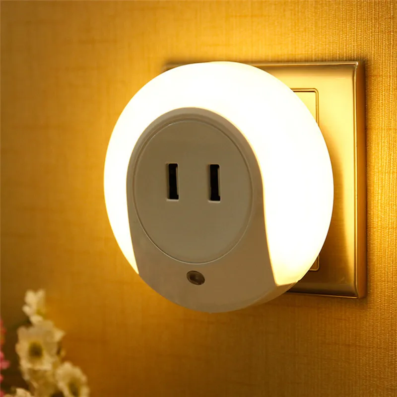 Sensor LED Night Light 2 USB Charging Socket Mobile Phone Charger LED Night Lamp With Sensor Wall LED Lamp Warm Light