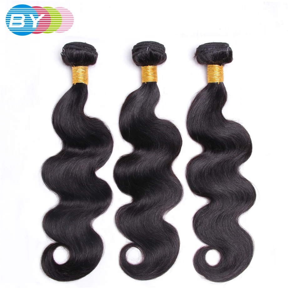 BY Pre-Colored Non-Remy Human Hair Weave #1B Natural Black Color 3 Pieces Brazilian Body Wave Free Shipping body-wave : image BY Pre-Colored Non-Remy Human Hair Weave #1B Natural Black Color 3 Pieces Brazilian Body Wave Free Shipping body-wave