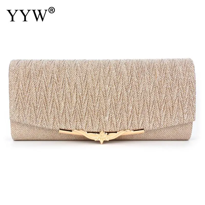 

YYW 2019 Fashion Evening Clutch Purse With Chain Shoulder Bags Women's Party Clutches Gold Sliver Wedding Elegant Bag Female