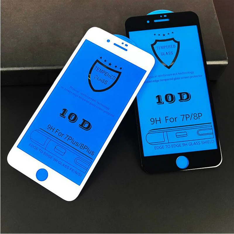 Закаленное стекло 10D для iPhone X XR XS Max 6 6s 7 8 Plus пленка защиты экрана 50 шт.|Защитные