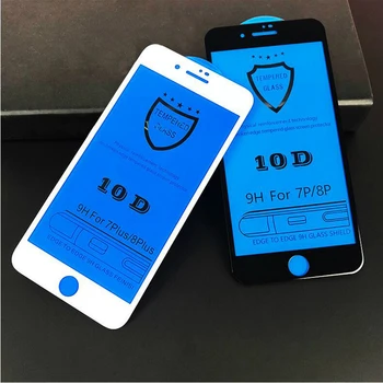 

200 PCS 10D Full Glue Protection Glass on the For iPhone XS XR XS Max Tempered Glass For iPhone 8 7 6 Plus Screen Protector Film