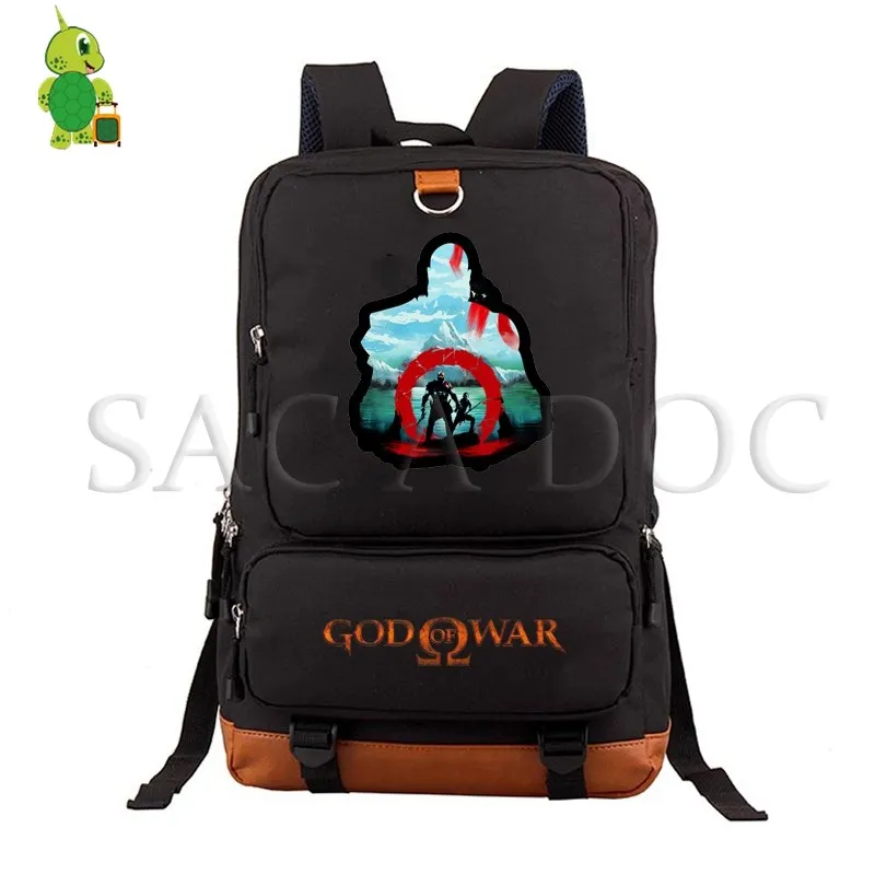 

God of War Sparta Kratos Laptop Backpack Women Men Canvas Backpack School Bags for Teenagers Girls Boys Travel Rucksack