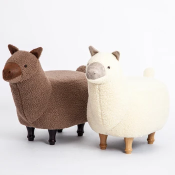 

Nordic Solid Wood Shoes Bench Alpaca Creative Shoes Stools Washable Animal Seat Short Stool Designer Sofa Stool