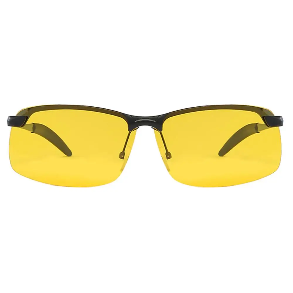 Солнцезащитные очки HD алюминиевая оправа поляризованные мужские солнцезащитные очки Ночная с Евро Мода Металл Ретро драйвер ночного видения велосипедные очки# F - Цвет: Black