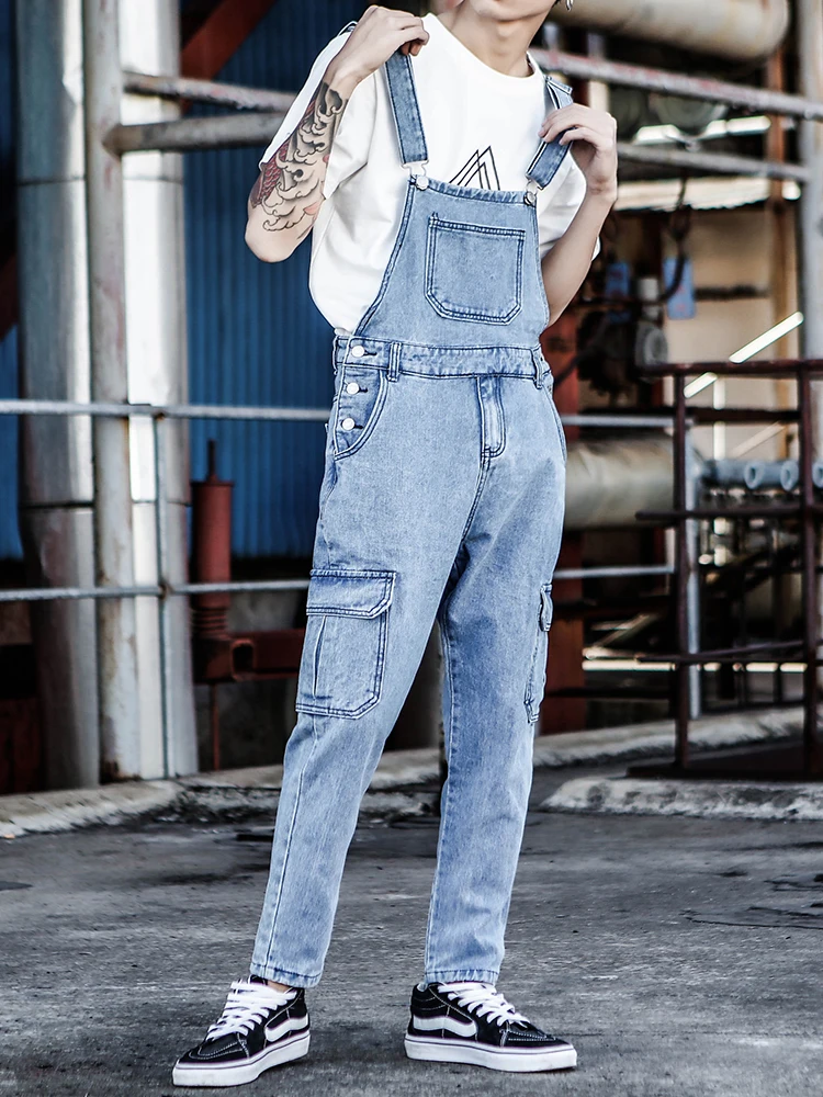 2019 новый синий Винтаж джинсы Для мужчин Комбинезон джинсы в Корейском стиле комбинезон Для мужчин s комбинезон джинсовые штаны с