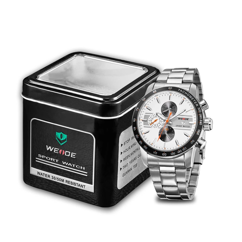 WEIDE 2017 Hot  Men Watches Top Brand Luxury Men Sports Men Analog Watch Waterproof Japan Movt Quartz  Stainless Steel  Clock