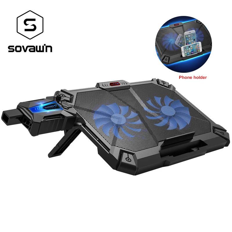 

COOLCOLD 2 in 1 Set Cooler Pad For 17' Laptop Air Cooled Professional External Double Fan Cooling Base Adjustable Cooler for hp
