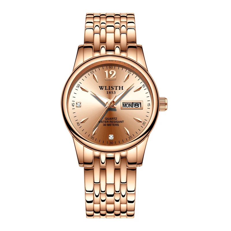 Дизайнерский бренд, роскошные ЖЕНСКИЕ НАРЯДНЫЕ часы, золотые, нержавеющая сталь, модные женские наручные часы, неделя, дата, кварцевые часы, женские часы