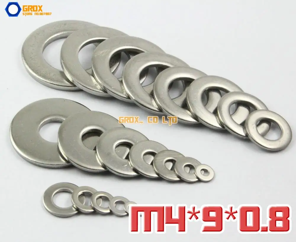 300 штук M4 x 9x0,8 плоская шайба 304(A2-70) Нержавеющая сталь