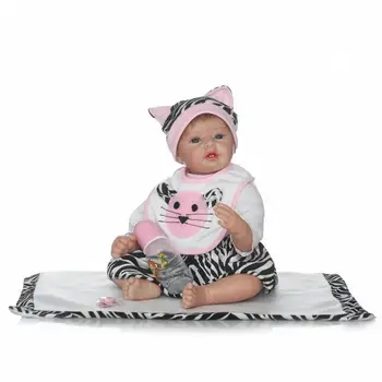 

New Fashion 55cm Soft Silicone Reborn Baby Doll Lifelike Newborn Girls Babies Alive Doll For Child Bedtime Toy Bebe Doll Gift