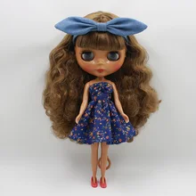 Кукла blyth 260BL0623 темно-каштановые волосы кудрявые волосы с челкой/бахромой темная кожа игрушка для девочек 1/6 30 см