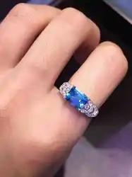 Натуральный голубой топаз камень кольцо природных драгоценных камней кольцо S925 серебро модный роскошный квадратный сырой Женская партия